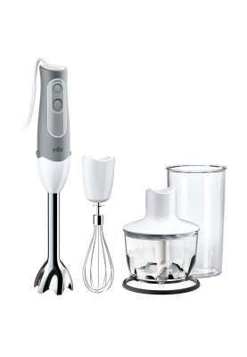 Блендер Braun MQ 535 SAUCE White, 600W, занурювальний, подрібнювач 500 мл, склянка 600 мл, турбо режим, регульована швидкість, вінчик, EasyClick, SPLASHControl