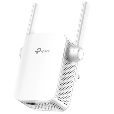 Точка доступу-підсилювач TP-LINK RE205, White, AC750, 2.4GHz (до 300 Мбіт/с)/5GHz (до 433 Мбіт/с), 1xLan, кнопка WPS, кнопка Reset, 2 зовнішні антени
