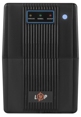 Джерело безперебійного живлення LogicPower U650VA-P Black, 390 Вт, 2 розетки, AVR, 12В/7.5Аг x 1 шт, чорний пластиковий корпус (2436)