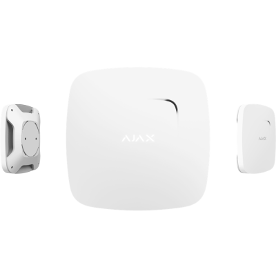 Бездротовий датчик диму та температури Ajax FireProtect, White, світлозвуковий, 85 дБ, 2xCR2, 132x132x31 мм, 220 г