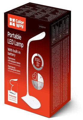Лампа настільна ColorWay Portable & Flexible, White, із вбудованим акумулятором, сенсорне керування, 14 LED SMD, 115 лм, 500 mAh (CW-DL06FPB-W)