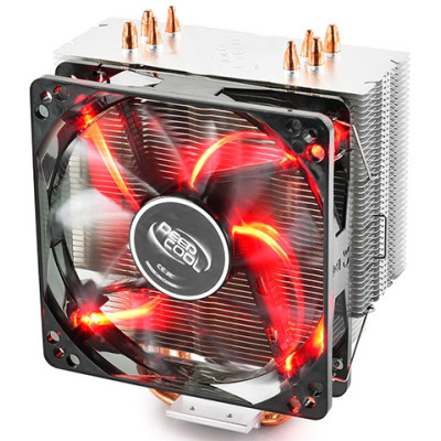 Кулер для процесора Deepcool GAMMAXX 400 V2 RED, алюміній та мідні теплові трубки, 1x120 мм Red LED, для Intel 2066/2011-3/2011/1366/1156/1155/1150/775, AMD AM4/AM3+/AM3/AM2+/AM2/FM2+/FM2/FM1 (GAMMAXX 400 V2 RED)