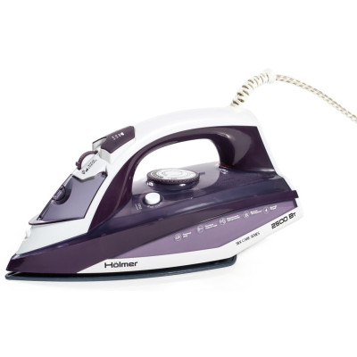 Праска Holmer HIC-2535, Violet/White, 2500W, кераміка, паровий удар 130 г/хв, постійна подача пари 30 г/хв, вертикальне відпарювання, очищення від накипу