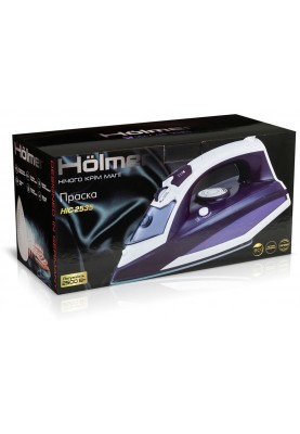 Праска Holmer HIC-2535, Violet/White, 2500W, кераміка, паровий удар 130 г/хв, постійна подача пари 30 г/хв, вертикальне відпарювання, очищення від накипу