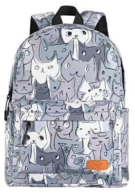Рюкзак для ноутбука 13" 2E TeensPack "Cats", поліестер, 300 x 400 x 210 мм (2E-BPT6114GC)