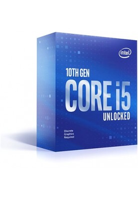 Процесор Intel Core i5 (LGA1200) i5-10600KF, Box, 6x4.1 GHz (Turbo Boost 4.8 GHz), L3 12Mb, Comet Lake, 14 nm, TDP 95W, розблокований множник, система охолодження в комплекті не йде (BX8070110600KF)