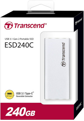 Зовнішній накопичувач SSD, 240Gb, Transcend ESD240C, Silver, USB 3.1, 3D TLC, 520/460 MB/s (TS240GESD240C)