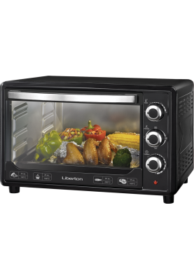 Електродуховка Liberton LEO-480 Black Mirror, 2000W, 48 л, конвекція, металевий корпус, індикатор роботи, таймер, 3 режими нагрівання