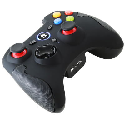 Геймпад Canyon GP-W6, Black, бездротовий, для ПК/PS3/Android, 15 кнопок, подвійна вібрація, 2xAA (CND-GPW6)