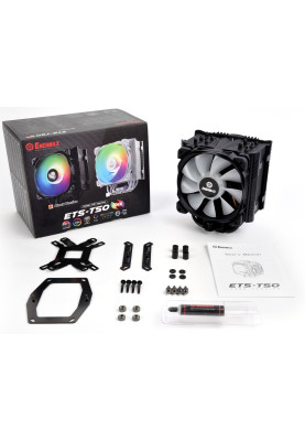 Кулер для процесора Enermax ETS-T50 AXE ARGB (Black Edition), алюміній та мідні теплові трубки, 1x120 мм RGB, для Intel 2066/2011-3/2011/1366/1156/1155/1150, AMD FM2+/FM2/FM1/AM3+/AM3/AM2+/AM2 (ETS-T50A-BK-ARGB)