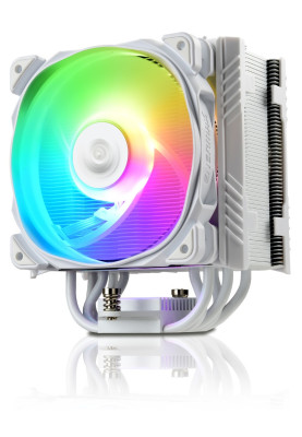 Кулер для процесора Enermax ETS-T50 AXE ARGB (White Edition), алюміній та мідні теплові трубки, 1x120 мм RGB, для Intel 2066/2011-3/2011/1366/1156/1155/1150, AMD FM2+/FM2 /AM3/AM2+/AM2 (ETS-T50A-W-ARGB)