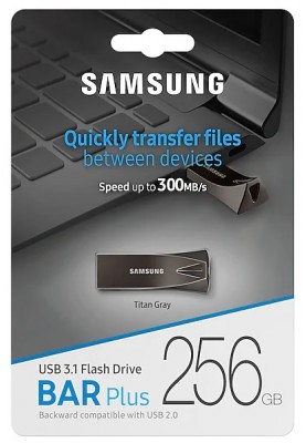 USB 3.1 Flash Drive 256Gb Samsung Bar Plus, Titanium Gray (MUF-256BE4/APC)