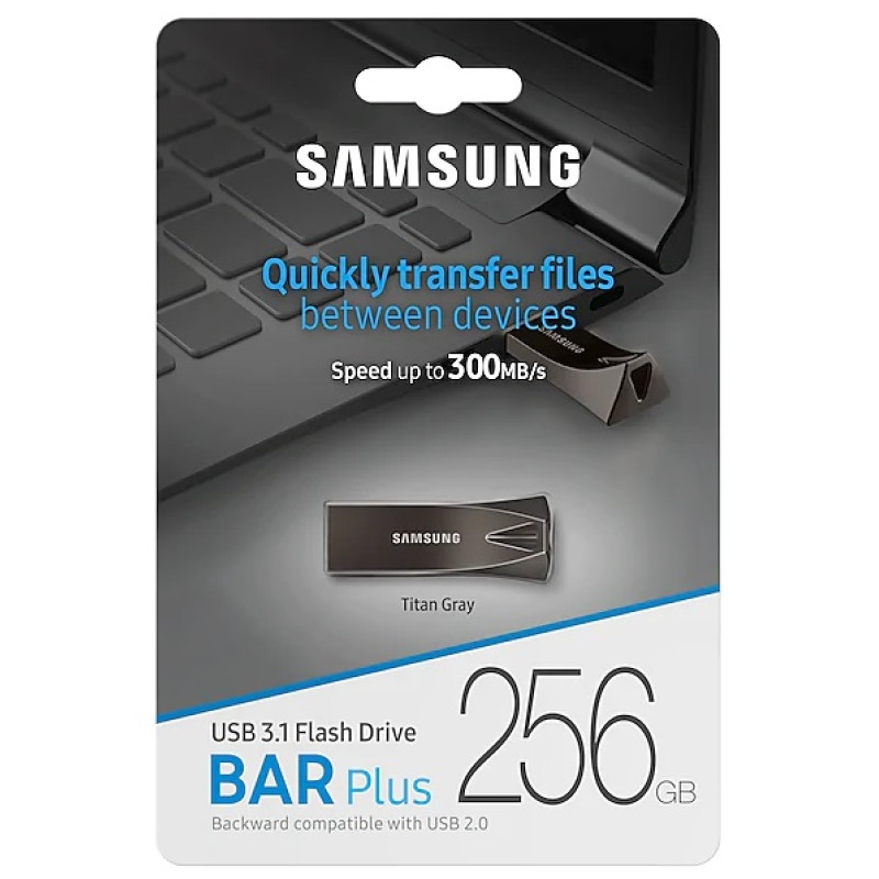 USB 3.1 Flash Drive 256Gb Samsung Bar Plus, Titanium Gray (MUF-256BE4/APC)