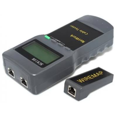 Тестер кабельний RJ-45 з пошуком обриву кабелю, Grey, Merlion (SC8108)
