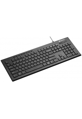 Клавіатура Canyon CNS-HKB2-RU, Black, USB, 104 кнопки, 8 мультимедійних кнопок, тонкий дизайн, декоративне підсвічування з боків клавіатури