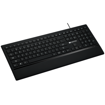 Клавіатура Canyon CNS-HKB6-RU, Black, USB, 111 клавіш, 13 "гарячих" клавіш, тонкий дизайн, декоративне підсвічування з боків клавіатури, підставка під зап'ястя (CNS-HKB6-RU)