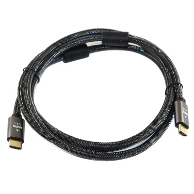 Кабель HDMI - HDMI 2 м Atcom Black, V2.1, Premium, позолочені конектори, феритові фільтри, ПВХ сітка (23782)