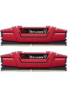 Пам'ять 16Gb x 2 (32Gb Kit) DDR4, 2666 MHz, G.Skill Ripjaws V, Red, 19-19-19-43, 1.2V, з радіатором (F4-2666C19D-32GVR)