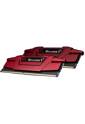 Пам'ять 16Gb x 2 (32Gb Kit) DDR4, 2666 MHz, G.Skill Ripjaws V, Red, 19-19-19-43, 1.2V, з радіатором (F4-2666C19D-32GVR)