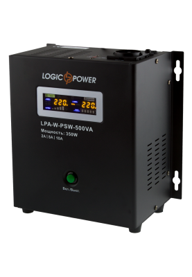 Джерело безперебійного живлення LogicPower LPA-W-PSW-500VA Black, 350 Вт 2A/5A/10A з правильною синусоїдою 12 В, клеми (LPA-W-PSW-500VA)