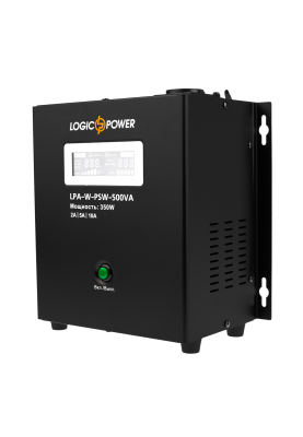 Джерело безперебійного живлення LogicPower LPA-W-PSW-500VA Black, 350 Вт 2A/5A/10A з правильною синусоїдою 12 В, клеми (LPA-W-PSW-500VA)