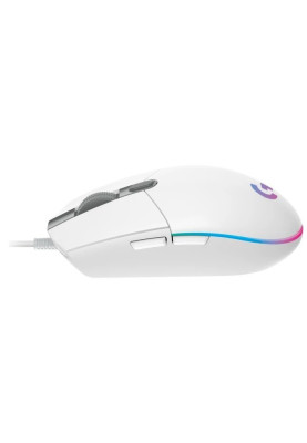 Миша Logitech G102 LIGHTSYNC, White, USB, оптична, 200-8000 dpi, RGB-підсвічування LIGHTSYNC, 6 програмованих механічних кнопок із пружинним механізмом, 2.1 м (910-005824)