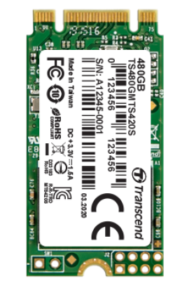 Твердотільний накопичувач M.2 480Gb, Transcend S420, SATA3, 3D TLC, 560/500 MB/s (TS480GMTS420S)