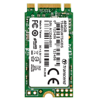 Твердотільний накопичувач M.2 480Gb, Transcend S420, SATA3, 3D TLC, 560/500 MB/s (TS480GMTS420S)