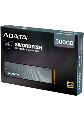 Твердотільний накопичувач M.2 500Gb, ADATA SWORDFISH, PCI-E 3.0 x4, 3D TLC, 1800/1200 MB/s (ASWORDFISH-500G-C)