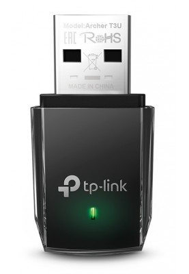 Мережевий адаптер USB TP-LINK Archer T3U, Black, 5GHz/2.4GHz, AC1300 (867/400 Мбіт/с), USB 3.0, мініатюрний розмір, MU-MIMO