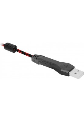 Навушники Defender Warhead G-450 USB, Black/Red, динаміки 40 мм, світлодіодне підсвічування, регулятор гучності на кабелі, 32 Ом, 115 дБ, 2.3 м (64146)