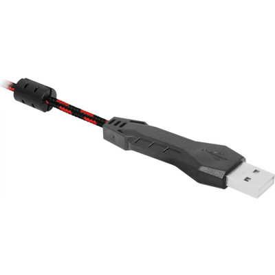 Навушники Defender Warhead G-450 USB, Black/Red, динаміки 40 мм, світлодіодне підсвічування, регулятор гучності на кабелі, 32 Ом, 115 дБ, 2.3 м (64146)