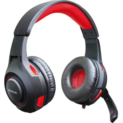 Навушники Defender Warhead G-450 USB, Black/Red, динаміки 40 мм, світлодіодне підсвічування, регулятор гучності на кабелі, 32 Ом, 115 дБ, 2.3 м (64146)