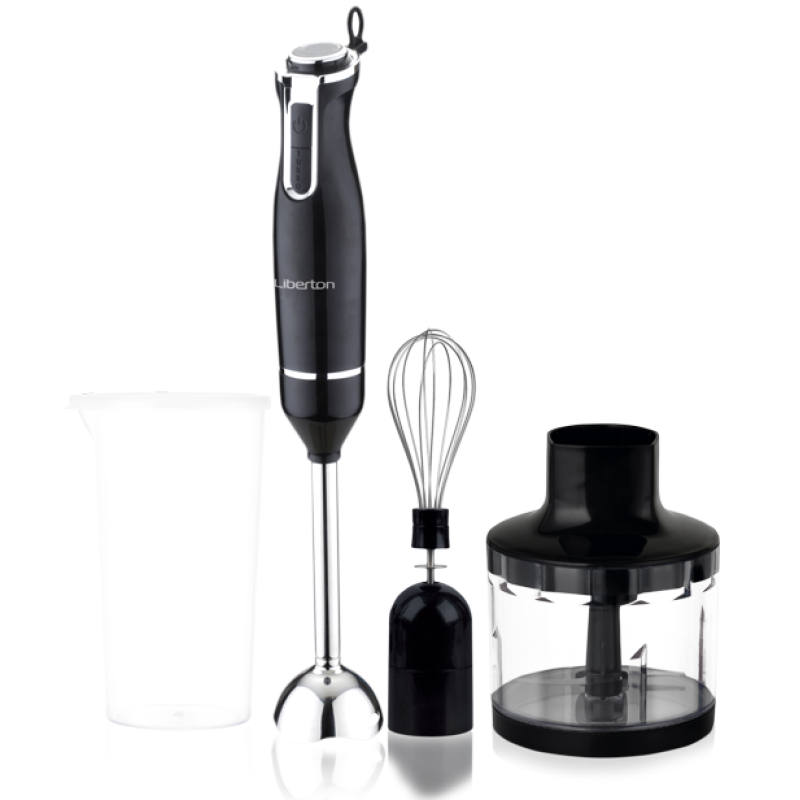 Блендер Liberton LHB-0800 Black, 800W, занурювальний, 2 швидкості, мірна склянка 600мл, подрібнювач 400мл
