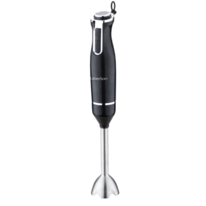 Блендер Liberton LHB-0801 Black, 800W, занурювальний, 2 швидкості, мірна склянка 600мл, подрібнювач 1250мл, насадка-міксер з двома вінчиками, гачок для замішування тіста, вінчик