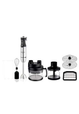Блендер Liberton LHB-1001 Black, 1000W, занурювальній, 2 швидкості, мірна склянка 600мл, подрібнювач 2000мл, вінчик для взбивання, міні-подрібнювач 400мл, нарізка кубиками