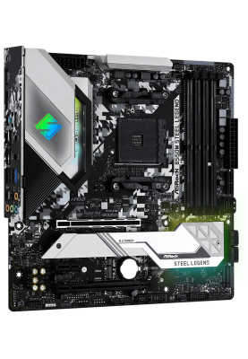 Мат.плата AM4 (B550) ASRock B550M Steel Legend, B550, 4xDDR4, CrossFireX, Int.Video(CPU), 6xSATA3, 2xM.2, 1xPCI-E 16x 4.0, 1xPCI-E 16x 3.0, 1xPCI-E 1x 3.0, 1xM.2 (Key E), ALC1200, RTL8125BG, 8xUSB3.2/4xUSB2.0, HDMI/DP, MicroATX