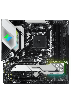 Мат.плата AM4 (B550) ASRock B550M Steel Legend, B550, 4xDDR4, CrossFireX, Int.Video(CPU), 6xSATA3, 2xM.2, 1xPCI-E 16x 4.0, 1xPCI-E 16x 3.0, 1xPCI-E 1x 3.0, 1xM.2 (Key E), ALC1200, RTL8125BG, 8xUSB3.2/4xUSB2.0, HDMI/DP, MicroATX