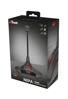 Мікрофон Trust GXT 239 Nepa Gaming, Black, 3.5 мм, гнучкий тримач, 1,7 м (23467)