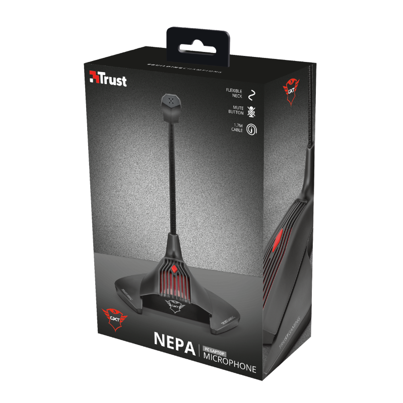 Мікрофон Trust GXT 239 Nepa Gaming, Black, 3.5 мм, гнучкий тримач, 1,7 м (23467)