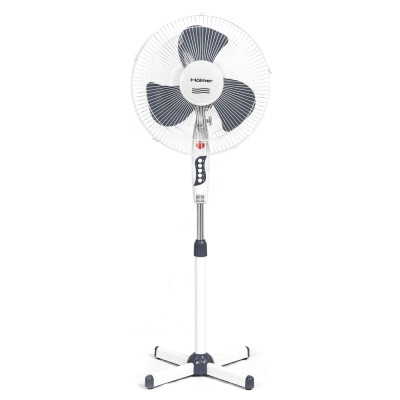 Вентилятор підлоговий Holmer HFS-1216G (відвантаження кратно 2шт), White/Gray, 35 Вт, 3 швидкості, автоповорот, підсвічування, 3 лопаті по 40 см