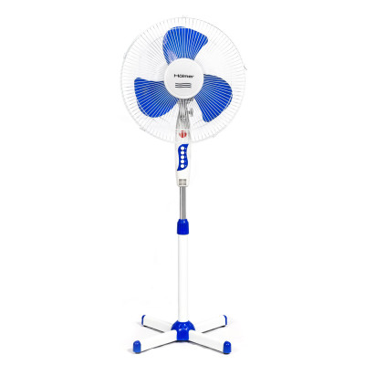 Вентилятор підлоговий Holmer HFS-1216B (відвантаження кратно 2шт), White/Blue, 35 Вт, 3 швидкості, автоповорот, підсвічування, 3 лопаті по 40 см
