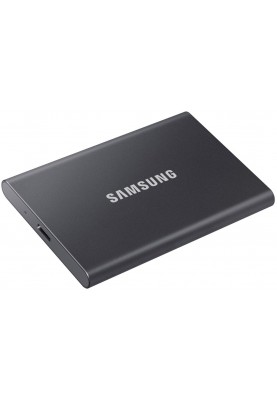 Зовнішній накопичувач SSD, 1Tb, Samsung Portable SSD T7, Grey, USB 3.2, 3D TLC, 1050/1000 MB/s, металлический корпус, 256-битное шифрование AES, 85 x 57 x 8 мм, 58 г (MU-PC1T0T/WW)