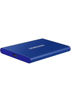 Зовнішній накопичувач SSD, 500Gb, Samsung Portable SSD T7, Blue, USB 3.2, 3D TLC, 1050/1000 MB/s, металевий корпус, 256-бітове шифрування AES, 85 x 57 x 8 мм, 58 г (MU-PC500H/WW)