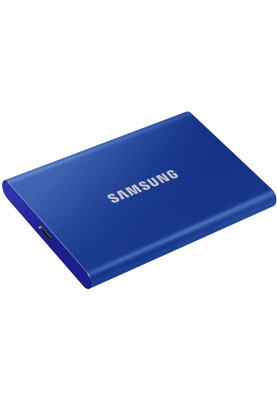 Зовнішній накопичувач SSD, 500Gb, Samsung Portable SSD T7, Blue, USB 3.2, 3D TLC, 1050/1000 MB/s, металевий корпус, 256-бітове шифрування AES, 85 x 57 x 8 мм, 58 г (MU-PC500H/WW)