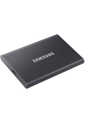 Зовнішній накопичувач SSD, 500Gb, Samsung Portable SSD T7, Gray, USB 3.2, 3D TLC, 1050/1000 MB/s, металевий корпус, 256-бітове шифрування AES, 85 x 57 x 8 мм, 58 г (MU-PC500T/WW)