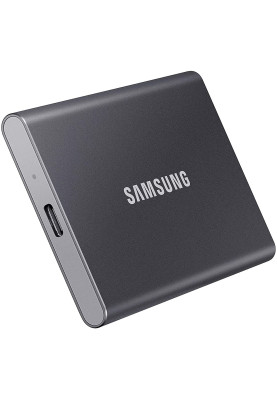 Зовнішній накопичувач SSD, 500Gb, Samsung Portable SSD T7, Gray, USB 3.2, 3D TLC, 1050/1000 MB/s, металевий корпус, 256-бітове шифрування AES, 85 x 57 x 8 мм, 58 г (MU-PC500T/WW)