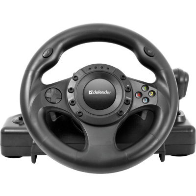 Кермо Defender Forsage Drift GT, Black, USB, для PC/PS3, блок педалей (газ і гальмо), 2 вбудовані вібромотори, 12 кнопок, два підкермові перемикачі, 8-позиційний D-Pad, на присосках (64370)