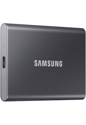 Зовнішній накопичувач SSD, 2Tb, Samsung Portable SSD T7, Grey, USB 3.2, 3D TLC, 1050/1000 MB/s, металлический корпус, 256-битное шифрование AES, 85 x 57 x 8 мм, 58 г (MU-PC2T0T/WW)