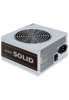Блок живлення 400 Вт, Chieftec SOLID, Silver, 80+ Standart, Active PFC, 120 мм, 3xMolex / 5xSATA / 1xPCI-E 6+2-pin / 1xMB 20+4-pin / 1xCPU 4+4-pin, захист AFC/OPP/OVP/SCP/SIP/UVP (GPP-400S)